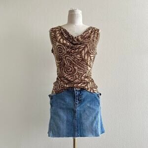 vintage JKLA brown beige retro abstract sleeveless top